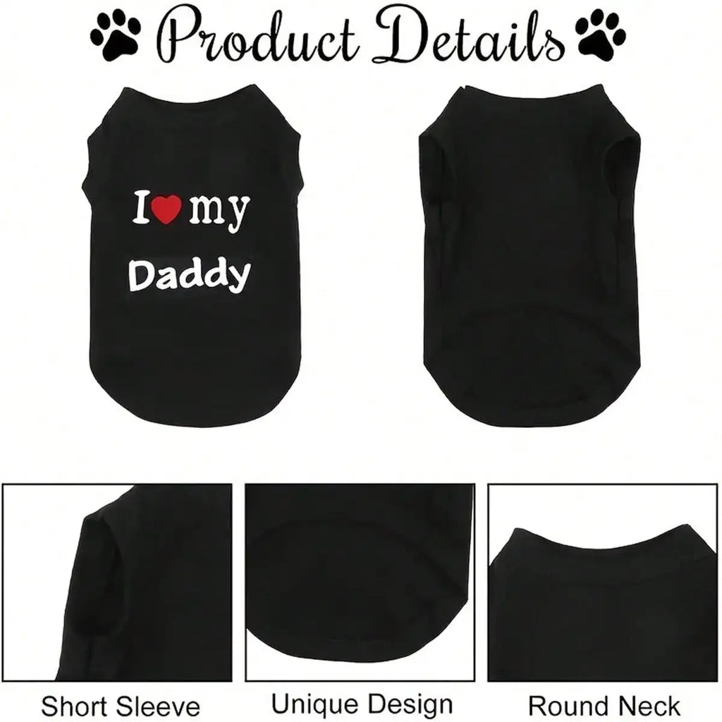 Dog Vest, "I Love My Daddy, Mommy" Puppy T-Shirt, Summer Sleeveless Vest
