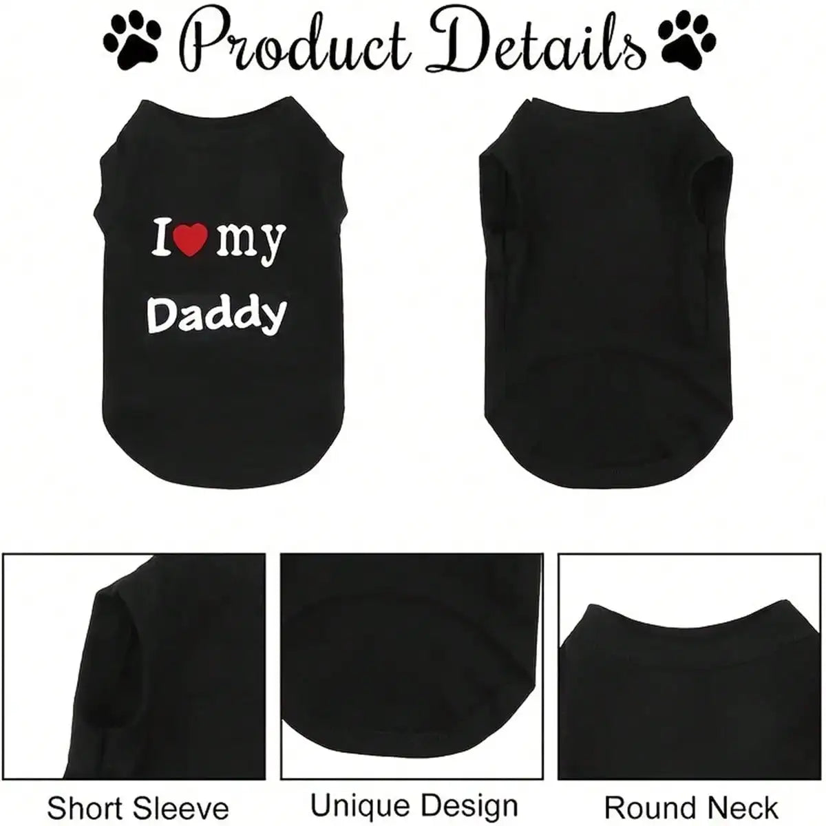 Dog Vest, "I Love My Daddy, Mommy" Puppy T-Shirt, Summer Sleeveless Vest