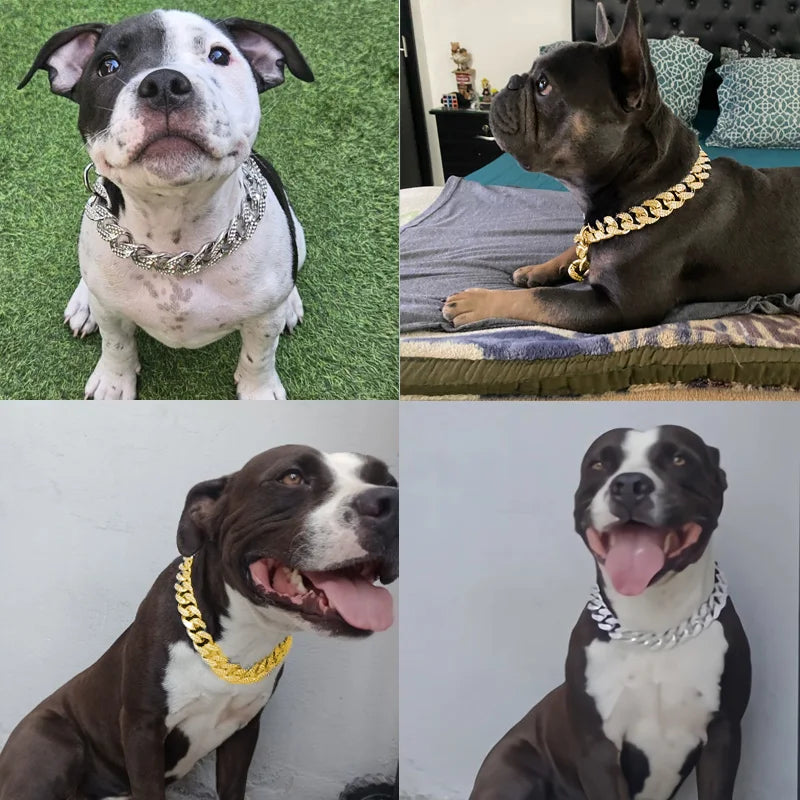 ABS Plastic Dog Collar Chain Diamond Inlay Sparkle Necklace