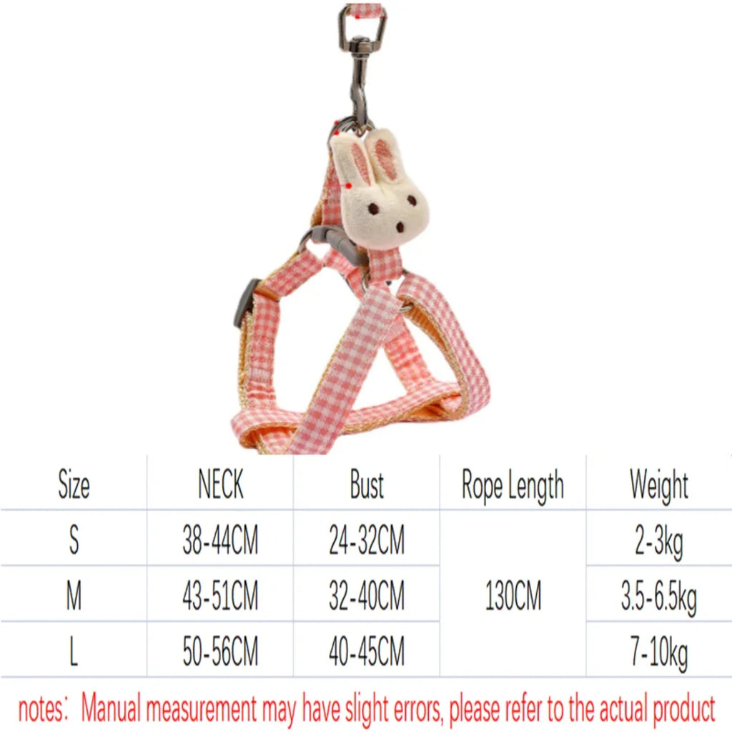Small Dog Harness Leash  Quick Release Nylon Straps Anti Pulls