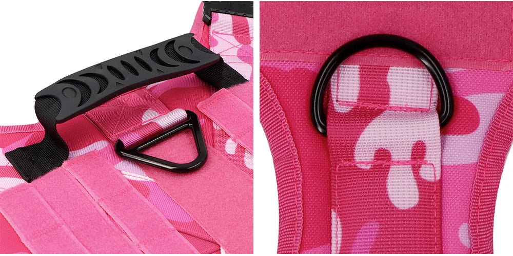 Military Pink Camouflage Dog Harness For Large Medium Dogs