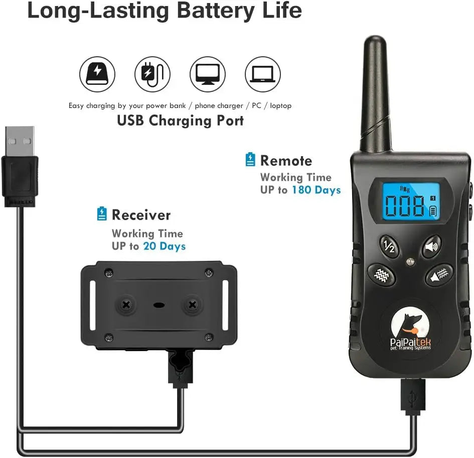 No Shock Dog Training Collar with Remote,1600ft Rechargeable