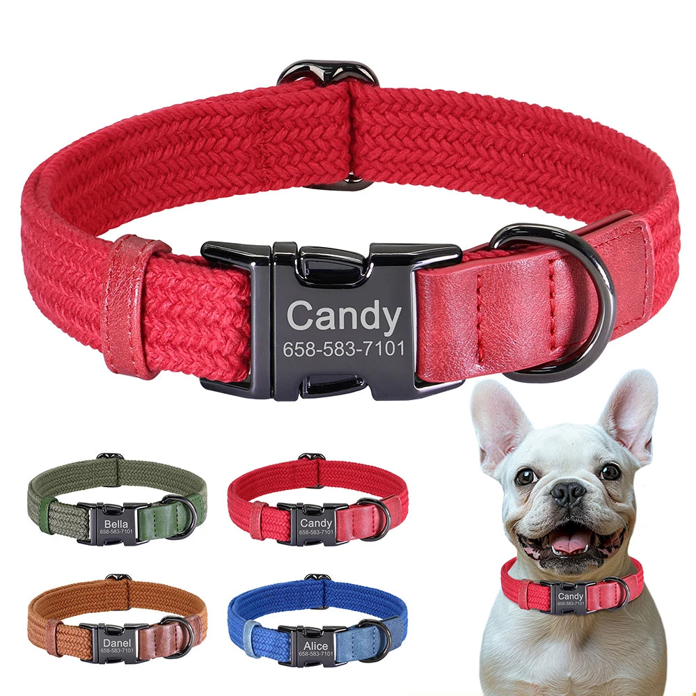 Personalized Nylon Dog Collar Adjustable Dog Collars Custom Pet Name