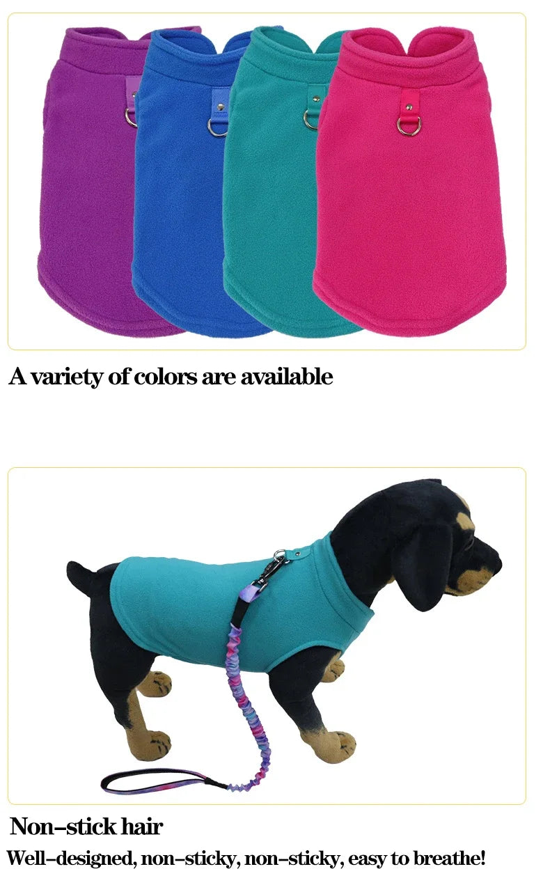 Warm Fleece Dogs Clothes Pet Dog Jacket Vest With D-Ring For Small Dog