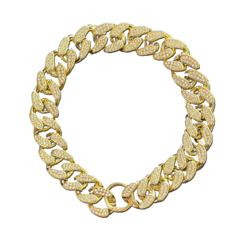 ABS Plastic Dog Collar Chain Diamond Inlay Sparkle Necklace