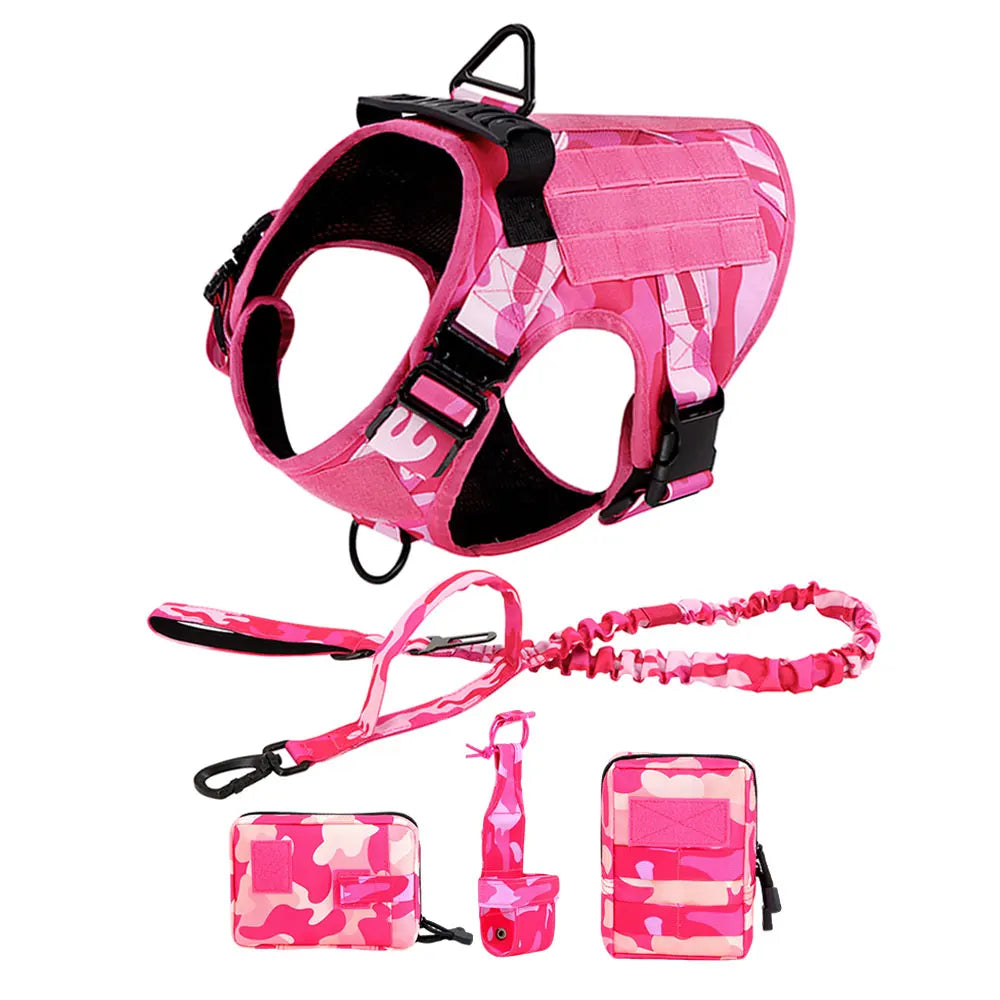 Military Pink Camouflage Dog Harness For Large Medium Dogs