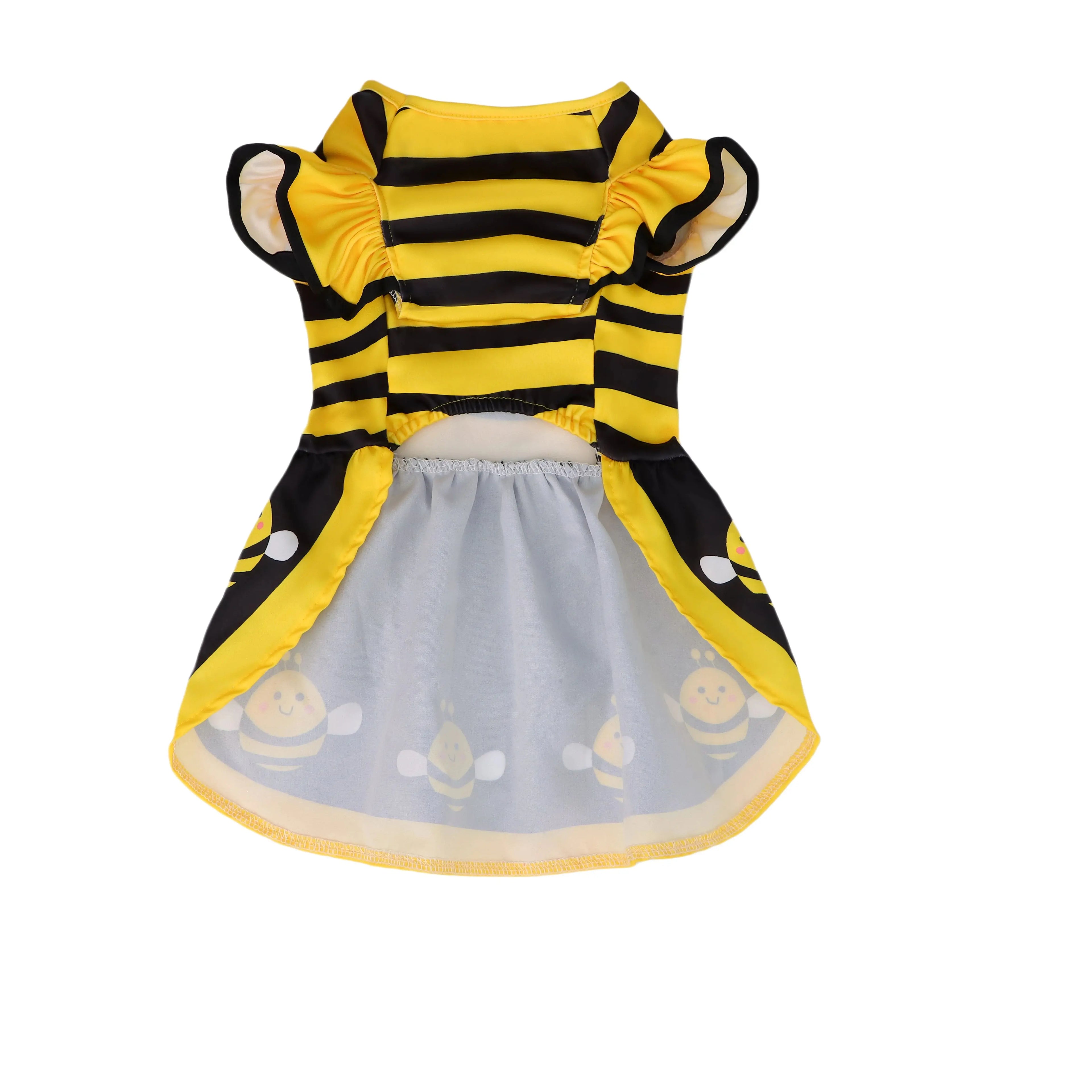 Dog Dress Cute Bee, Pet Bee Costumes, Yellow Cartoon Bumble Bee Stripes