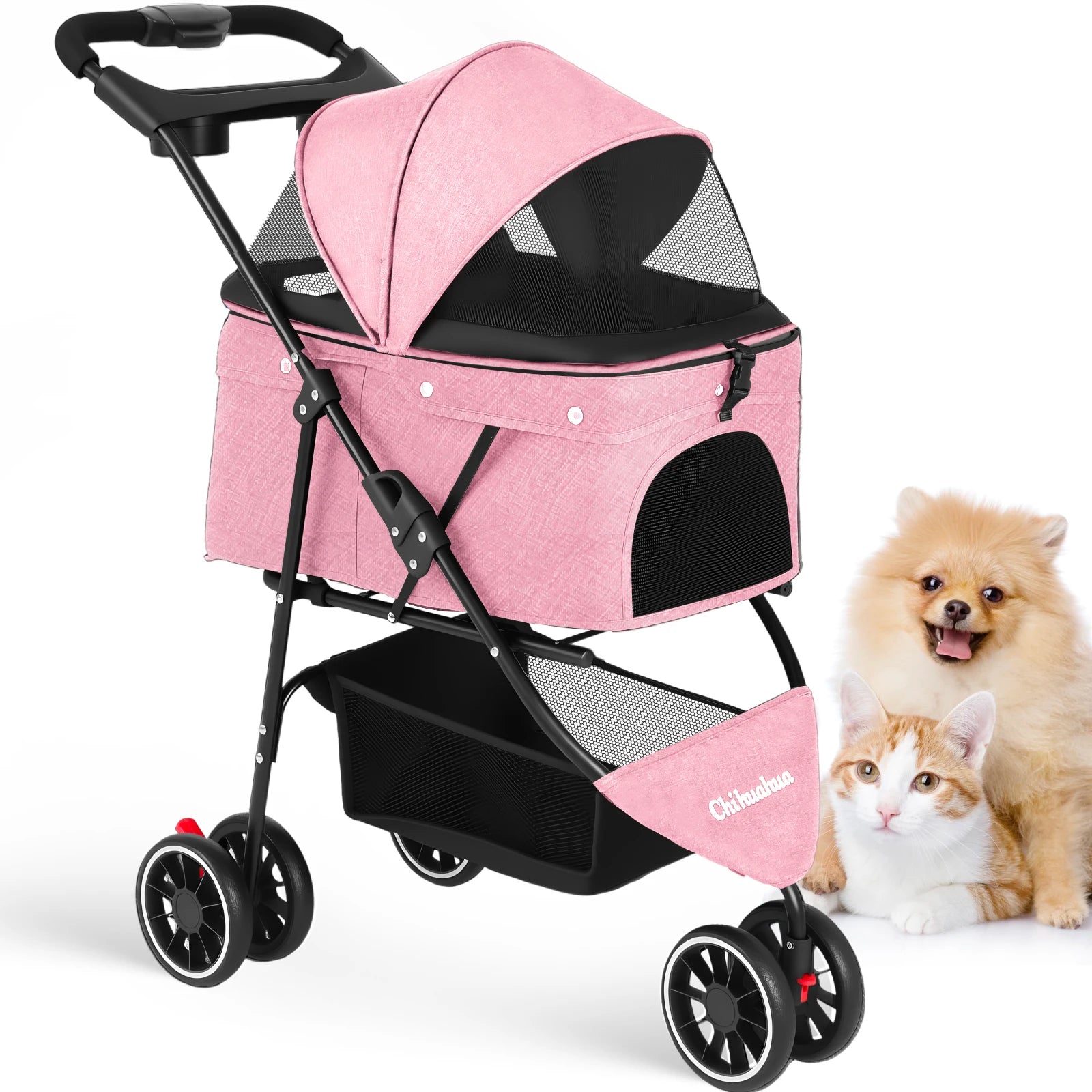 Pet Stroller For Small Puppy Dogs & Cats Travel Portable Dog Stroller