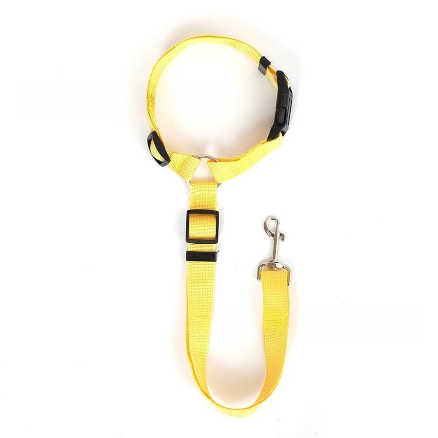 Solid Color Two-in-one Pet Car Seat Belt Nylon Lead Leash