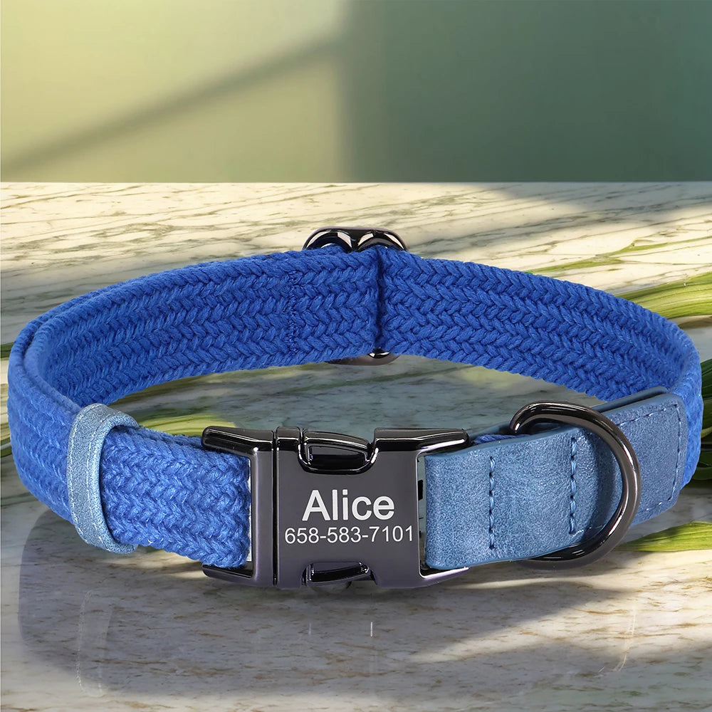 Personalized Nylon Dog Collar Adjustable Dog Collars Custom Pet Name