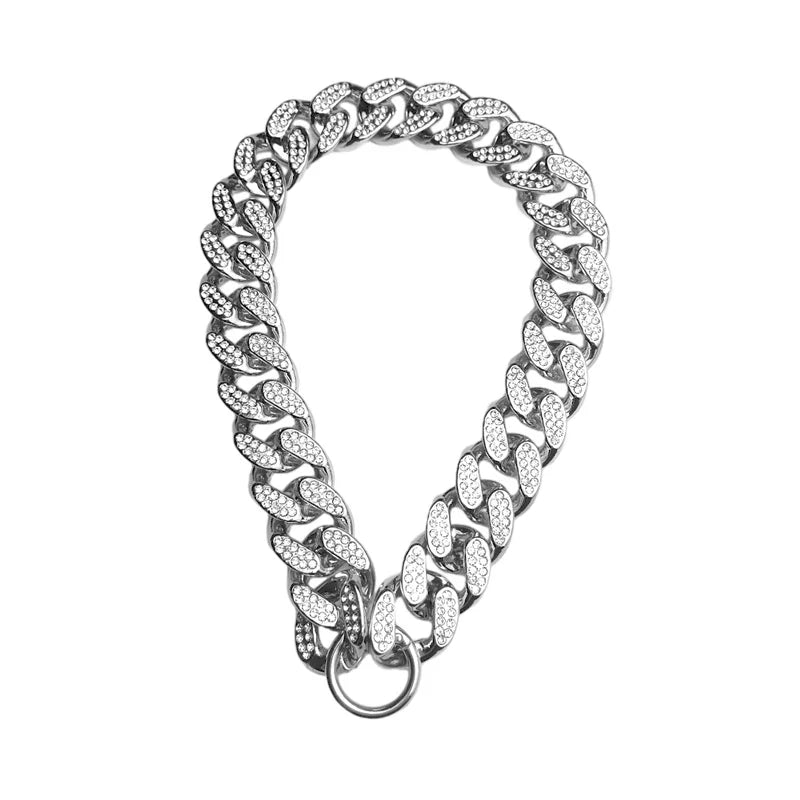ABS Plastic Dog Collar Chain Diamond Inlay Sparkle Necklace