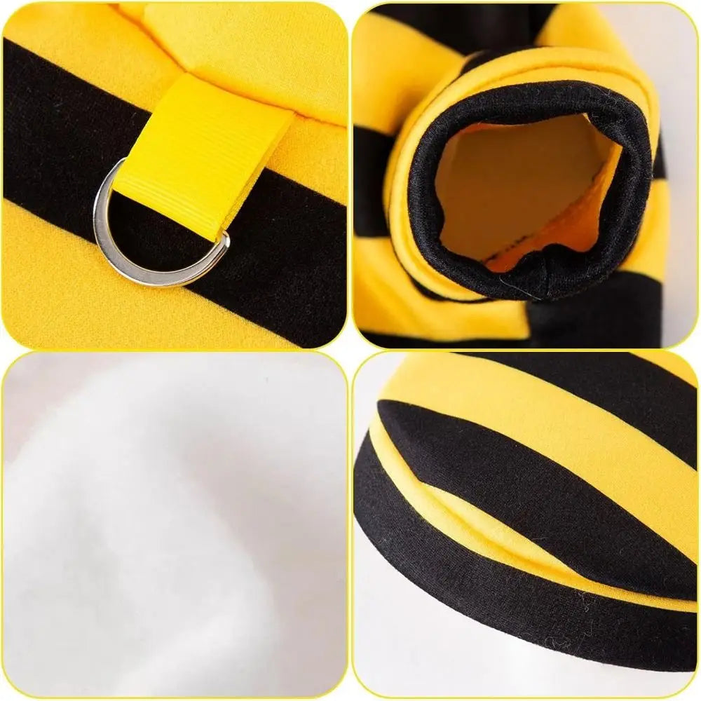 Soft Pet Bee Costume Hooded Breathable Winter Warm Bee Cosplay Costume