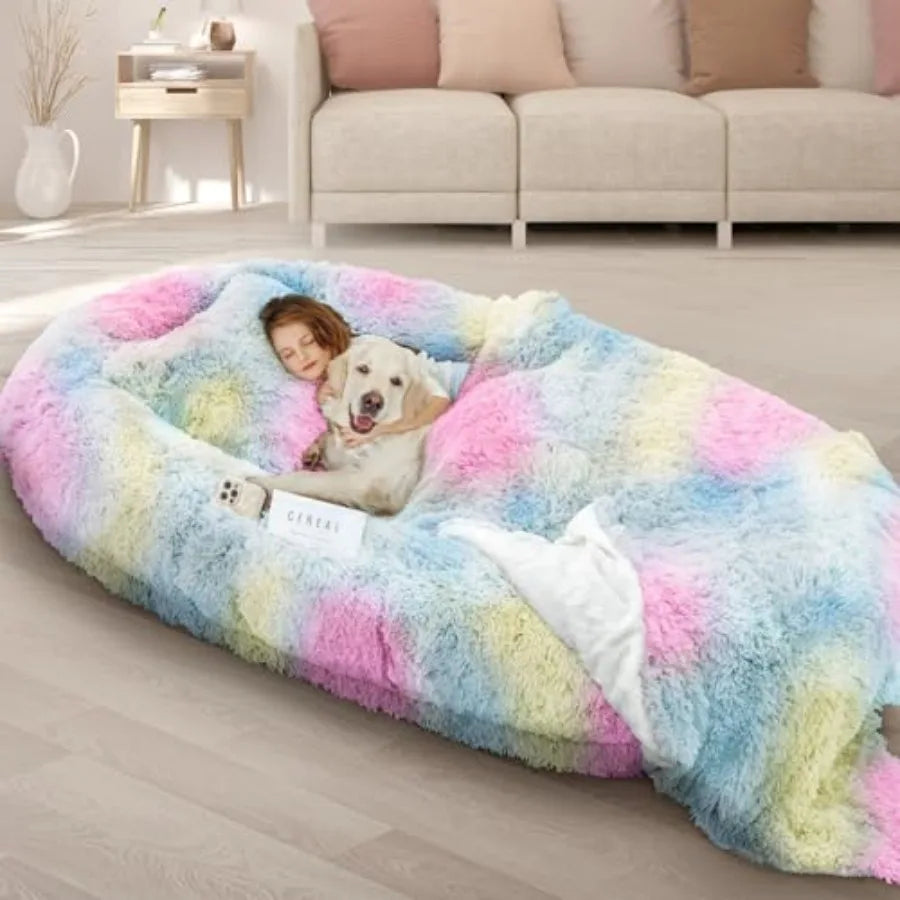 Human Dog Bed  Fits Adult and Pet Washable Giant People Bed  Thick Memory Foam