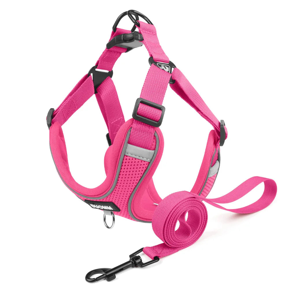 Classic Soft Dog Harness and Leash Set, Breathable Mesh Comfort Vest.  Reflective Dog Harness