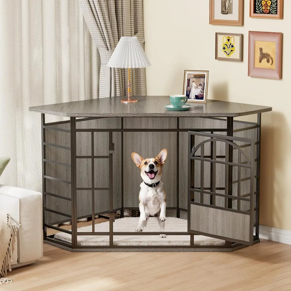 corner dog crate furniture, 52 inch large dog kennel
