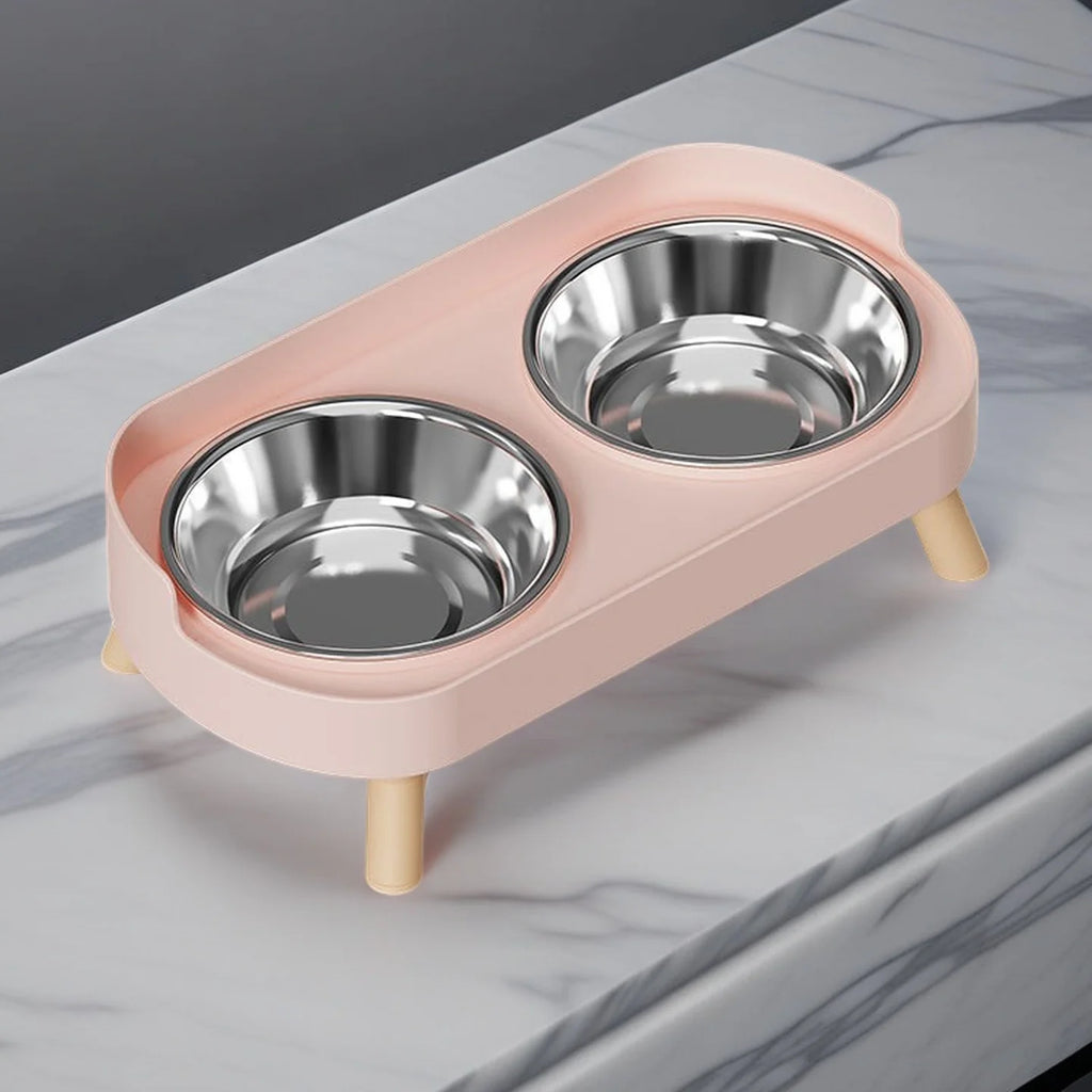 Dopamine Colorful Elevated Pet Feeder: Dual Stainless Steel Bowls