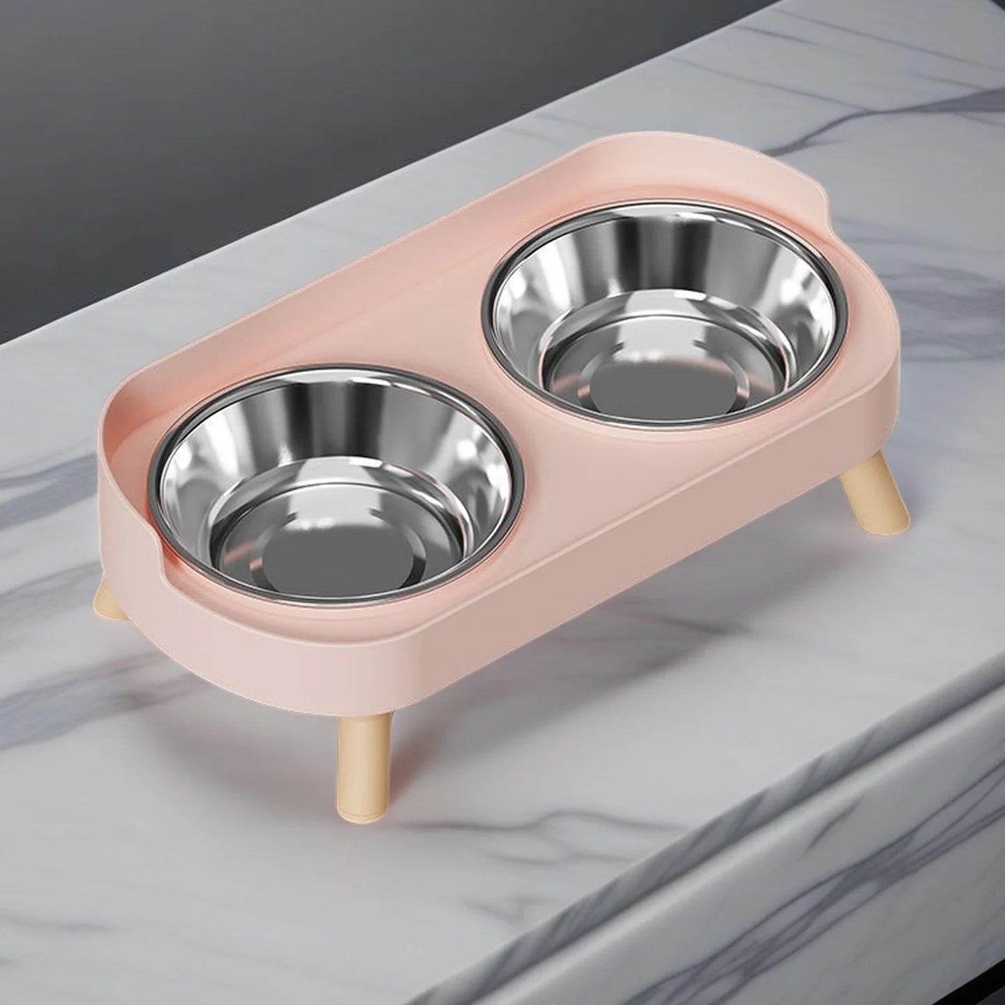 Dopamine Colorful Elevated Pet Feeder: Dual Stainless Steel Bowls