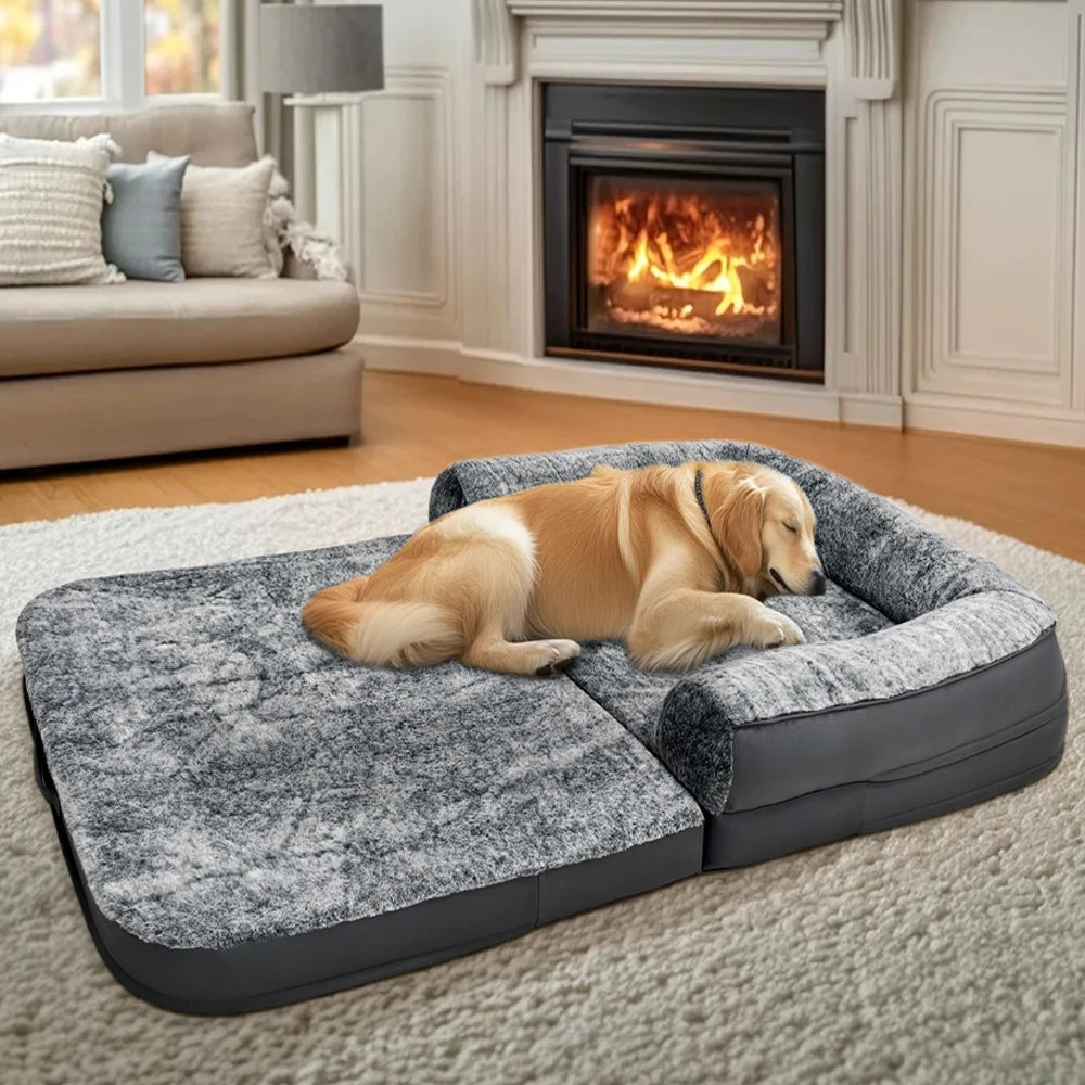 Foldable Human Dog Bed for Adult 2 in 1 Calming Large Dog Bed Washable.