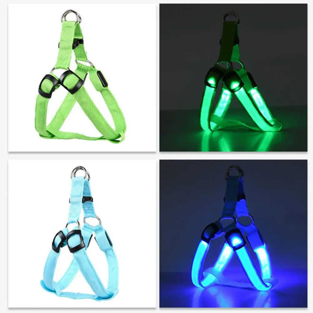 Adjustable LED Pet Harness USB Rechargeable Light Up Dog Harness