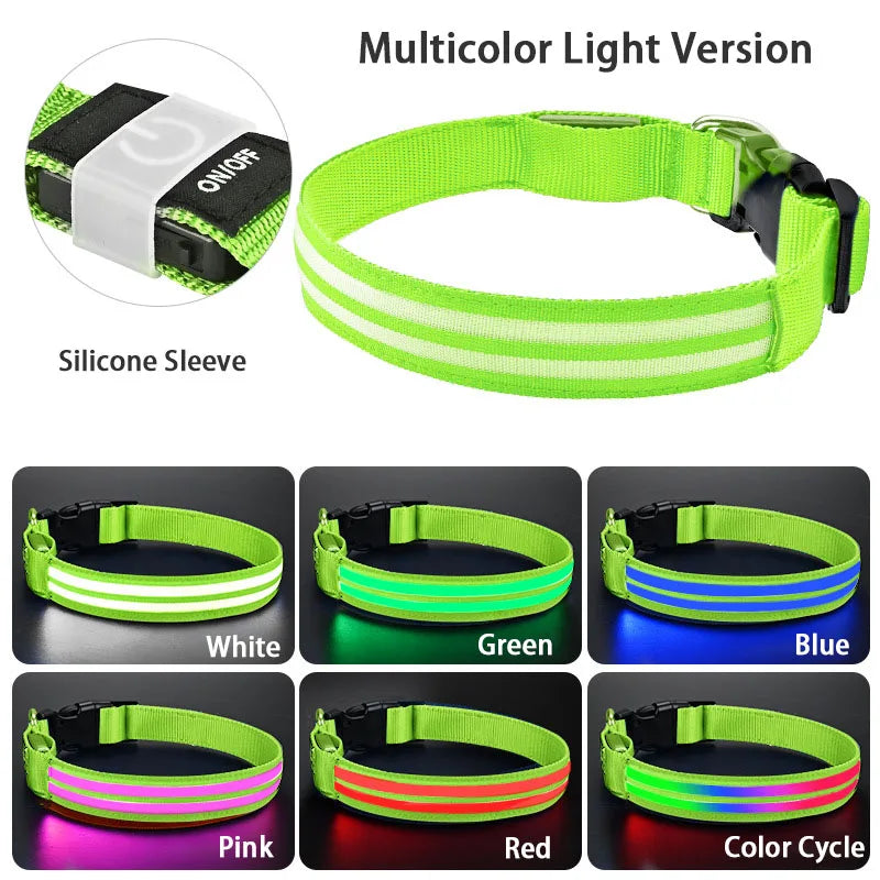 Light Up Dog Collar Night Walk Color LED Glowing