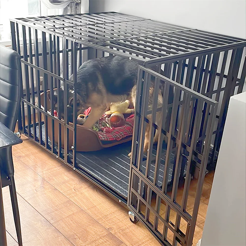 XXL Large Heavy Duty Dog Crate Strong Pet Cage  Square Tube Metal Kennel