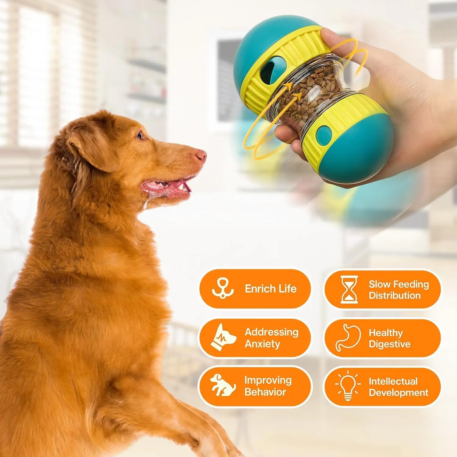 Dog Puzzle Toy Elliptical Track Rolling Increase Intelligence Ball