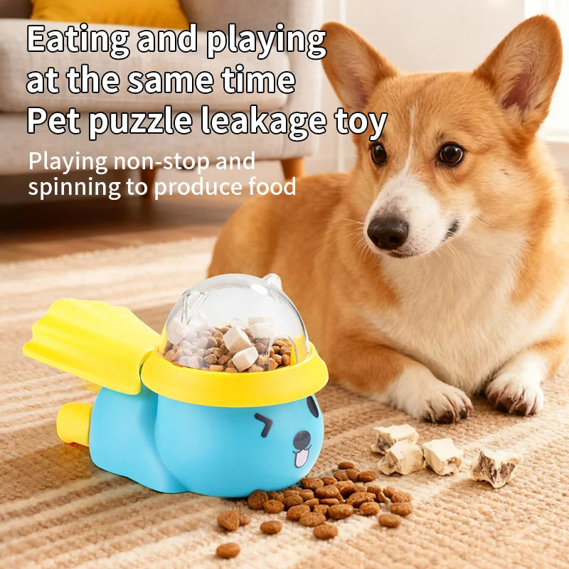 Cute Bear Plane Pet Food-dispensing Toy - Press Rotate Design
