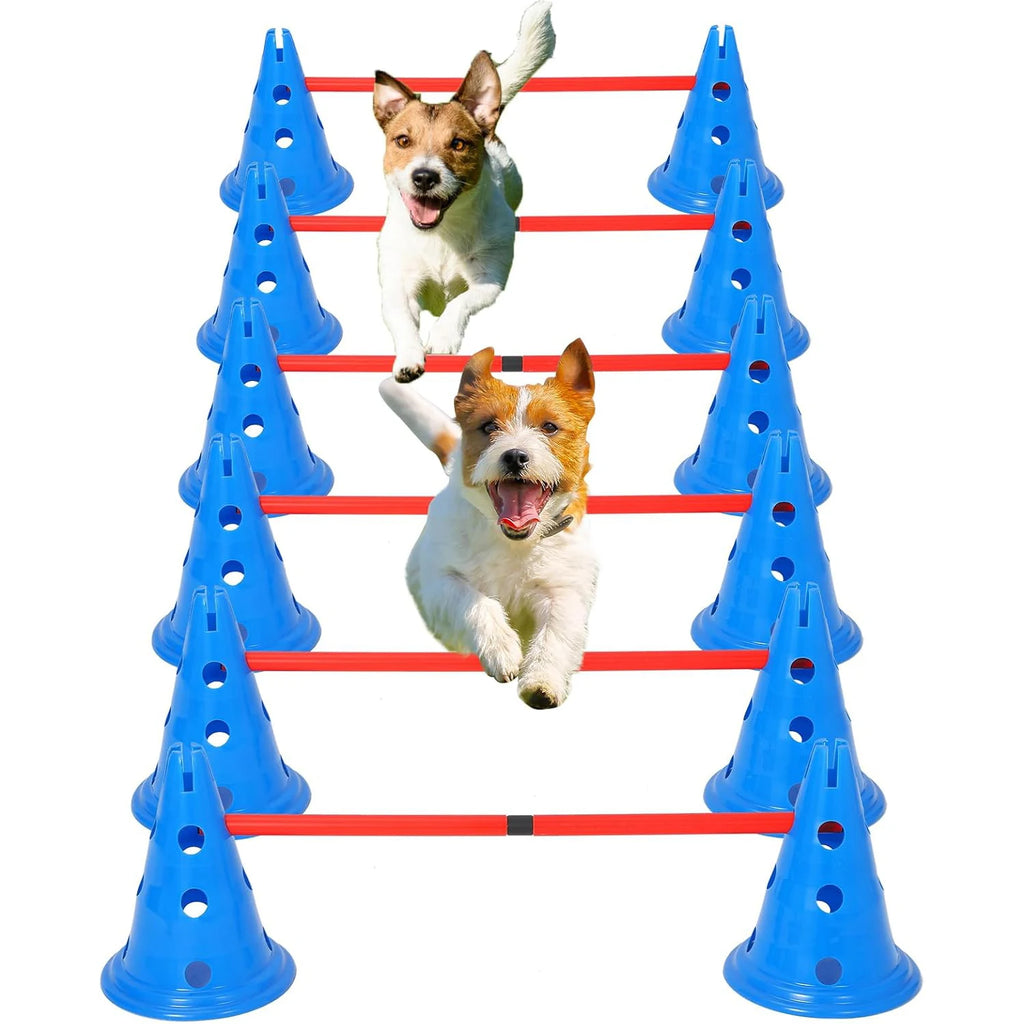 Dog Agility Hurdle Cone Set  Include 12 Agility Cones 6 Agility Rods