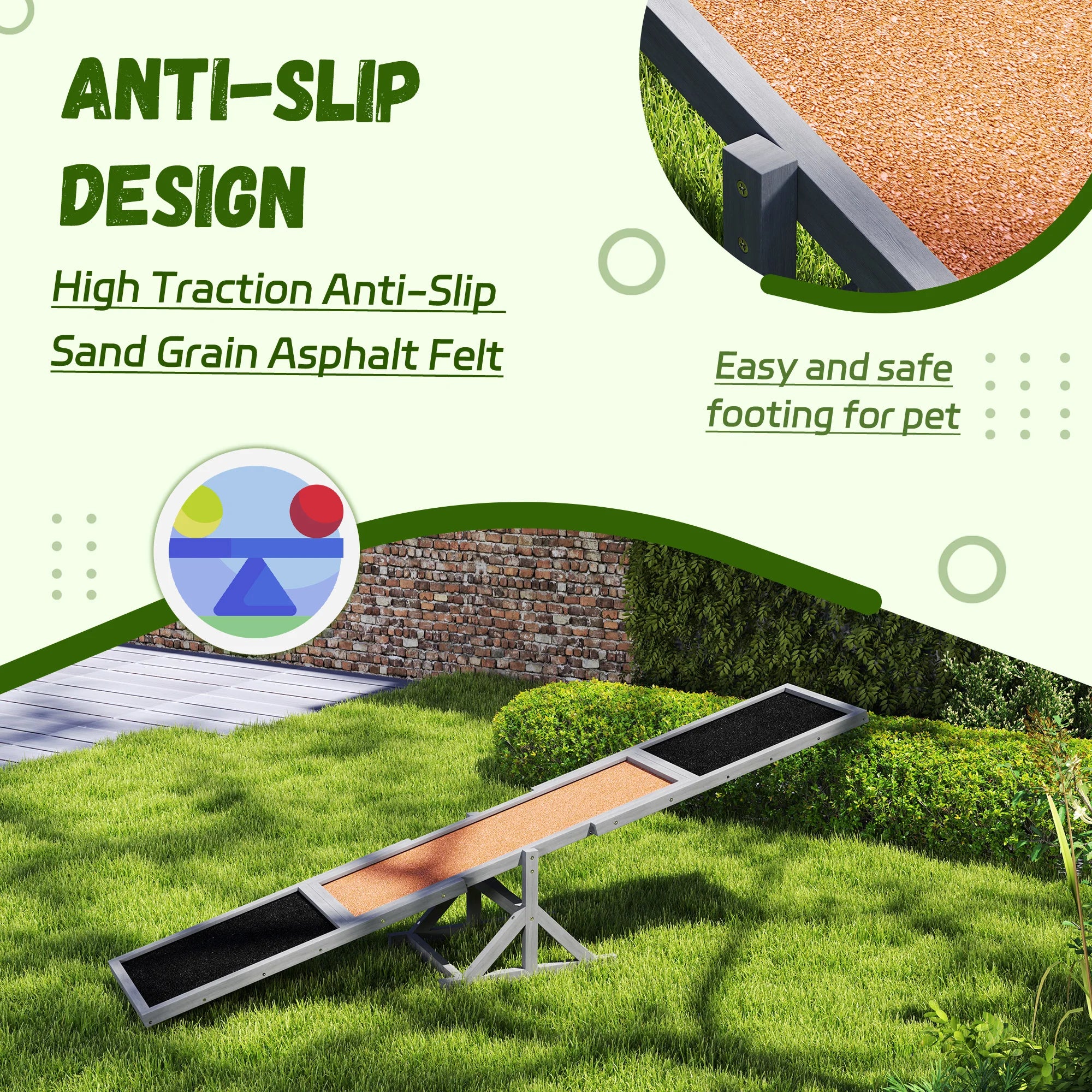 Dog Agility Seesaw Teeter Board for Training Pets Up To 88 Lbs.