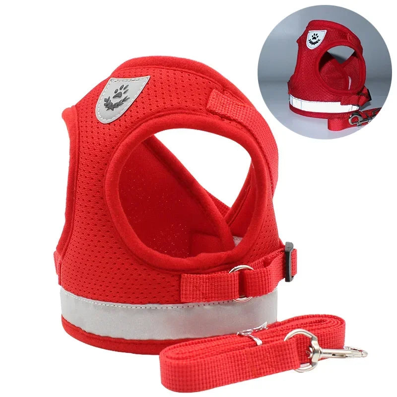 Reflective Breathable Small Dog Harness and Leash