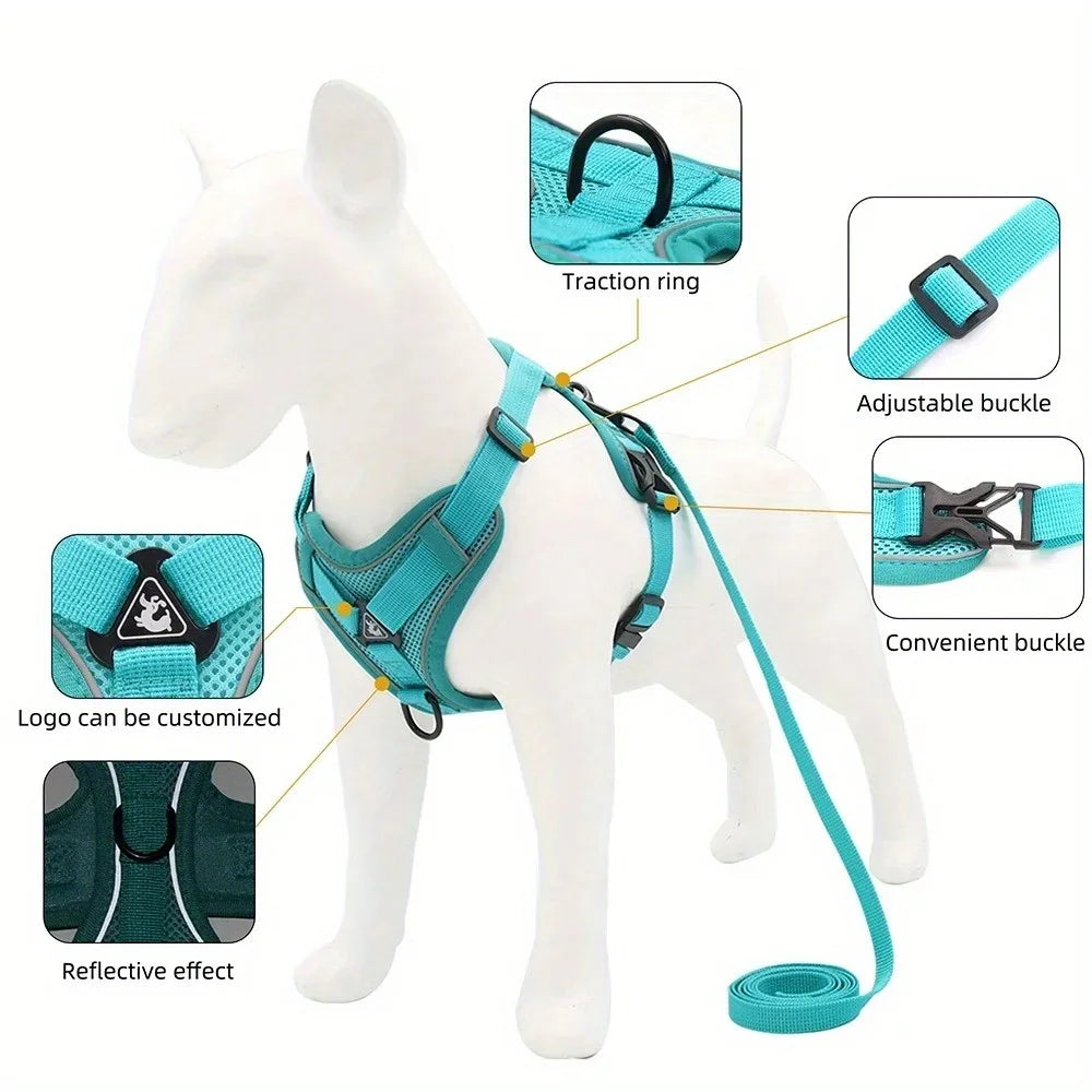 No Pull Dog Harness and Leash Set Adjustable Pet Harness Vest.