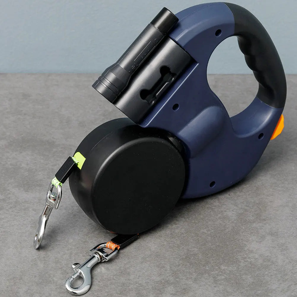 Double Headed Dog Leash Traction Rope with LED Light Dog Walking Leash