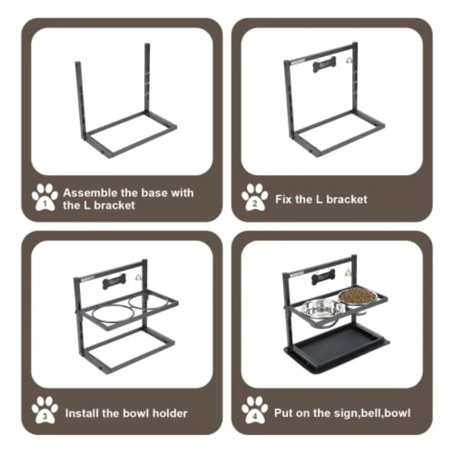 Elevated Dog Bowls with Slow Feeder for Large Dogs Adjustable