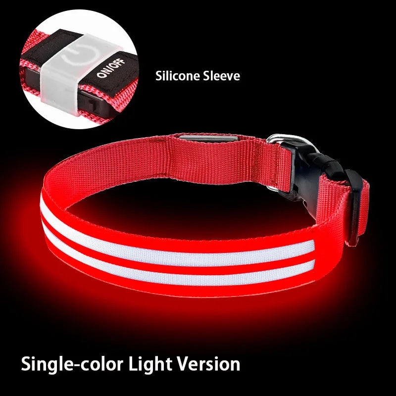 Light Up Dog Collar Night Walk Color LED Glowing