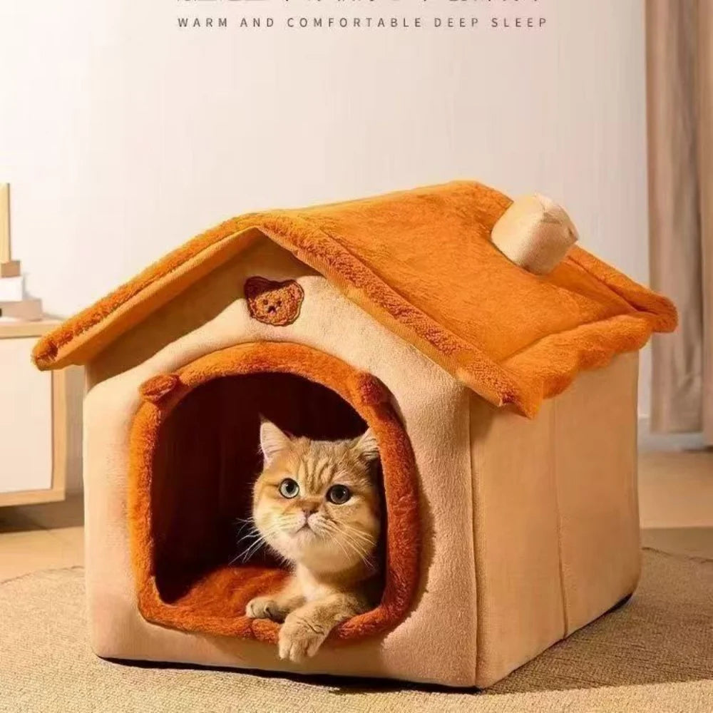 All Season Dog House Style Bed - Removable Washable Pet Bed for Small Dogs