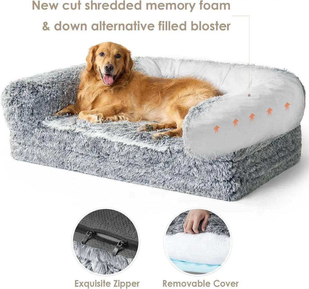 Foldable Human Dog Bed, Orthopedic Memory Foam Pet Couch for Adults