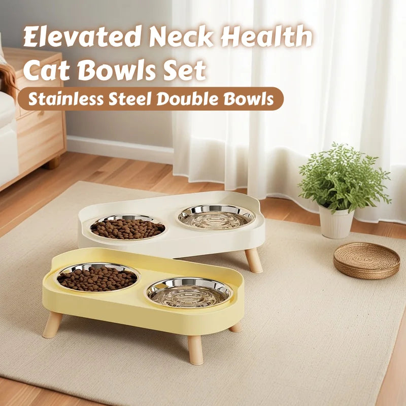 Dopamine Colorful Elevated Pet Feeder: Dual Stainless Steel Bowls