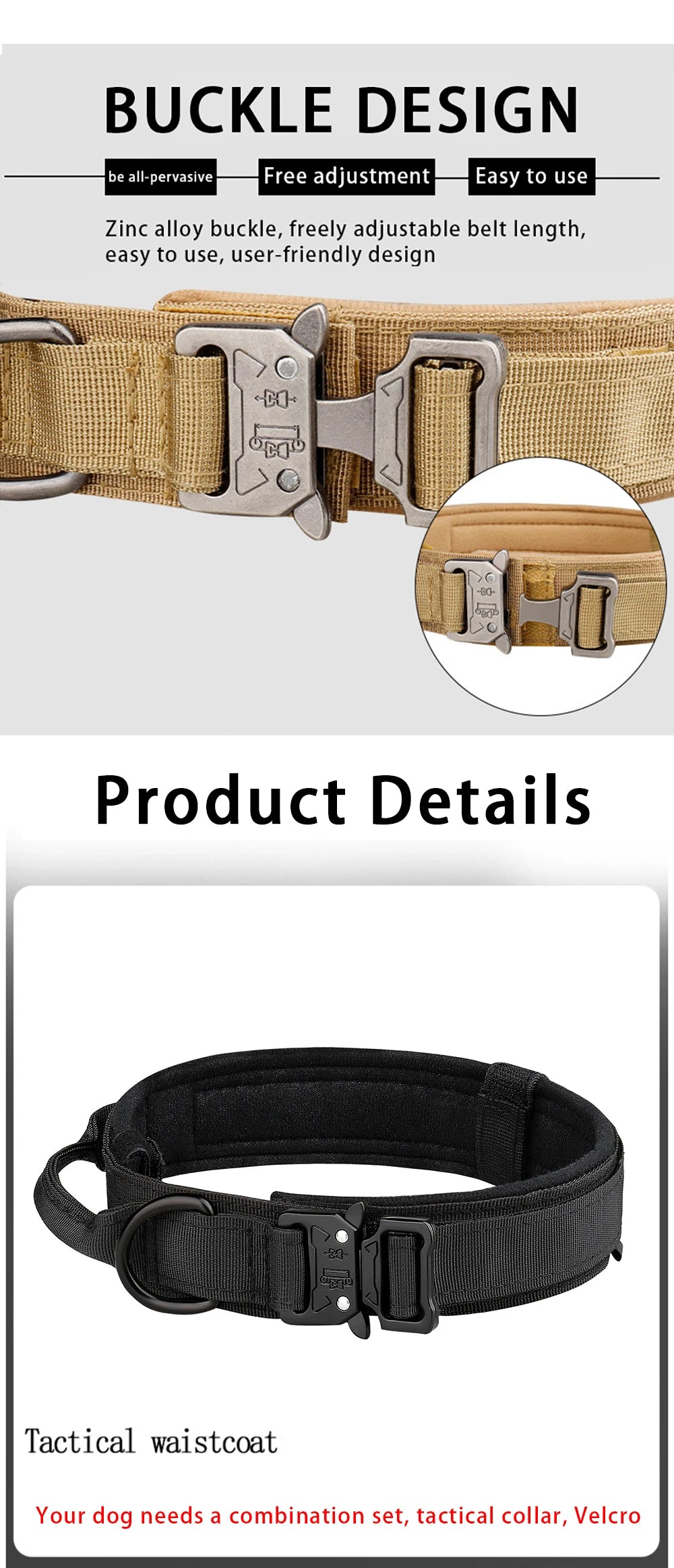 Pet Products Outdoor Tactical Dog Collar Metal Buckle