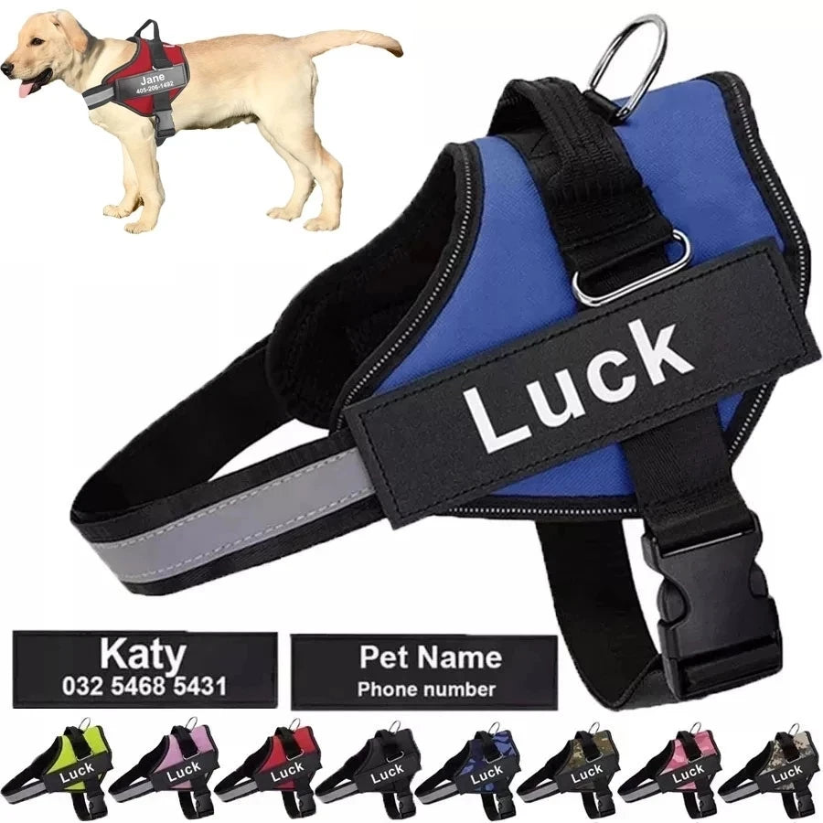 Dog Harness Vest ID Patch Customized Reflective Breathable Adjustable