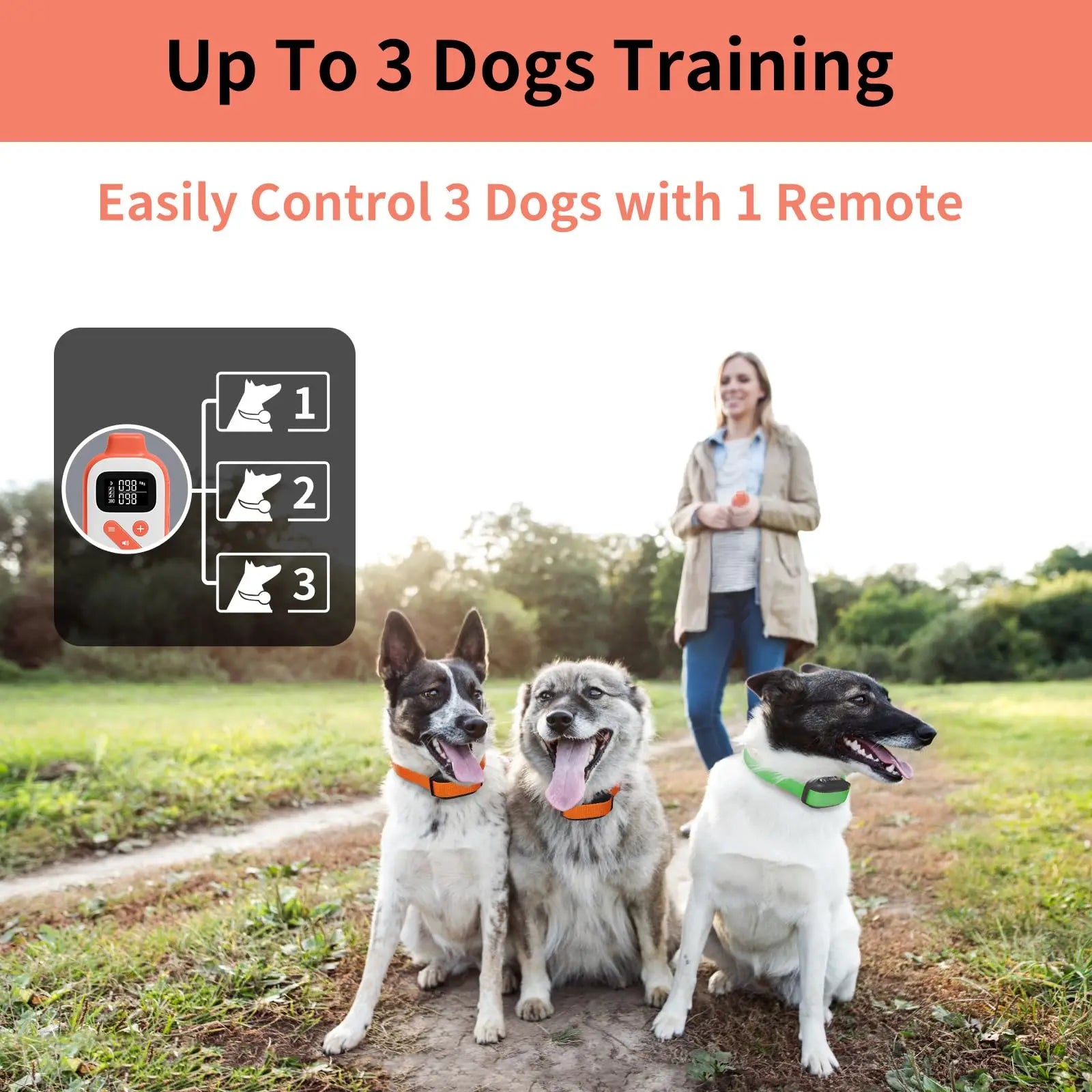 No Shock Dog Training Collar, 3300ft Remote Waterproof Beep & Vibration Collar.