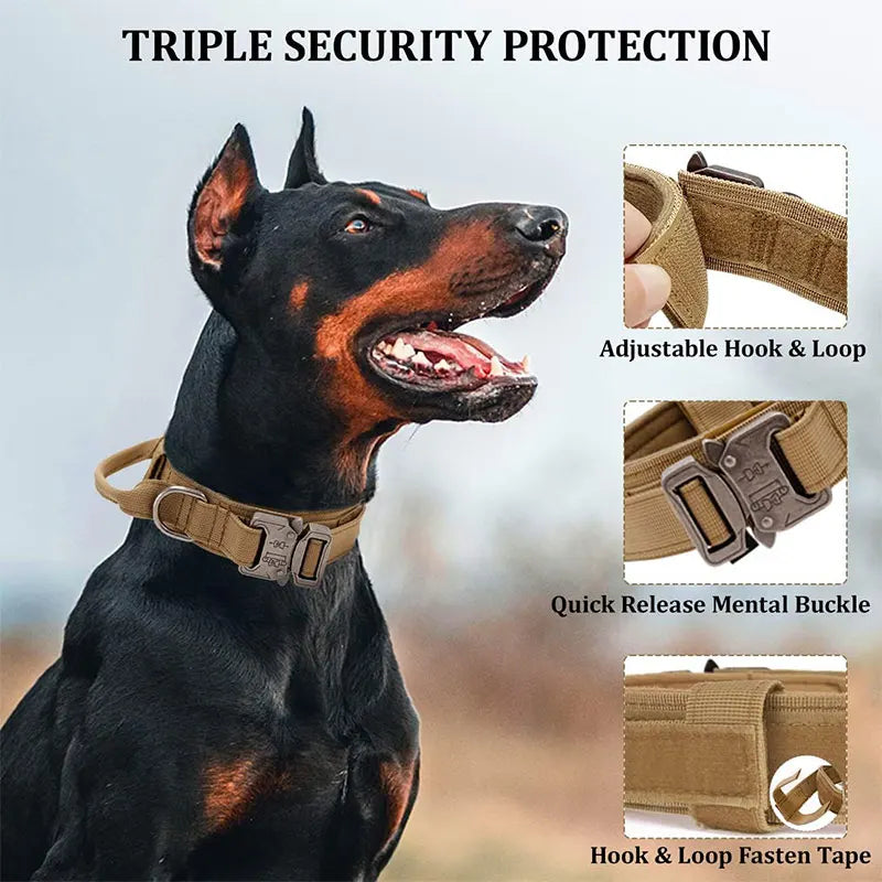 Outdoor Sports Style Tactical Dog Collar For Medium To Large Dogs