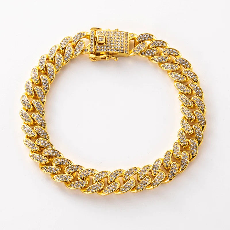 Luxury Hip Hop Dog Collar, Gold Tone Stainless Steel Chain,