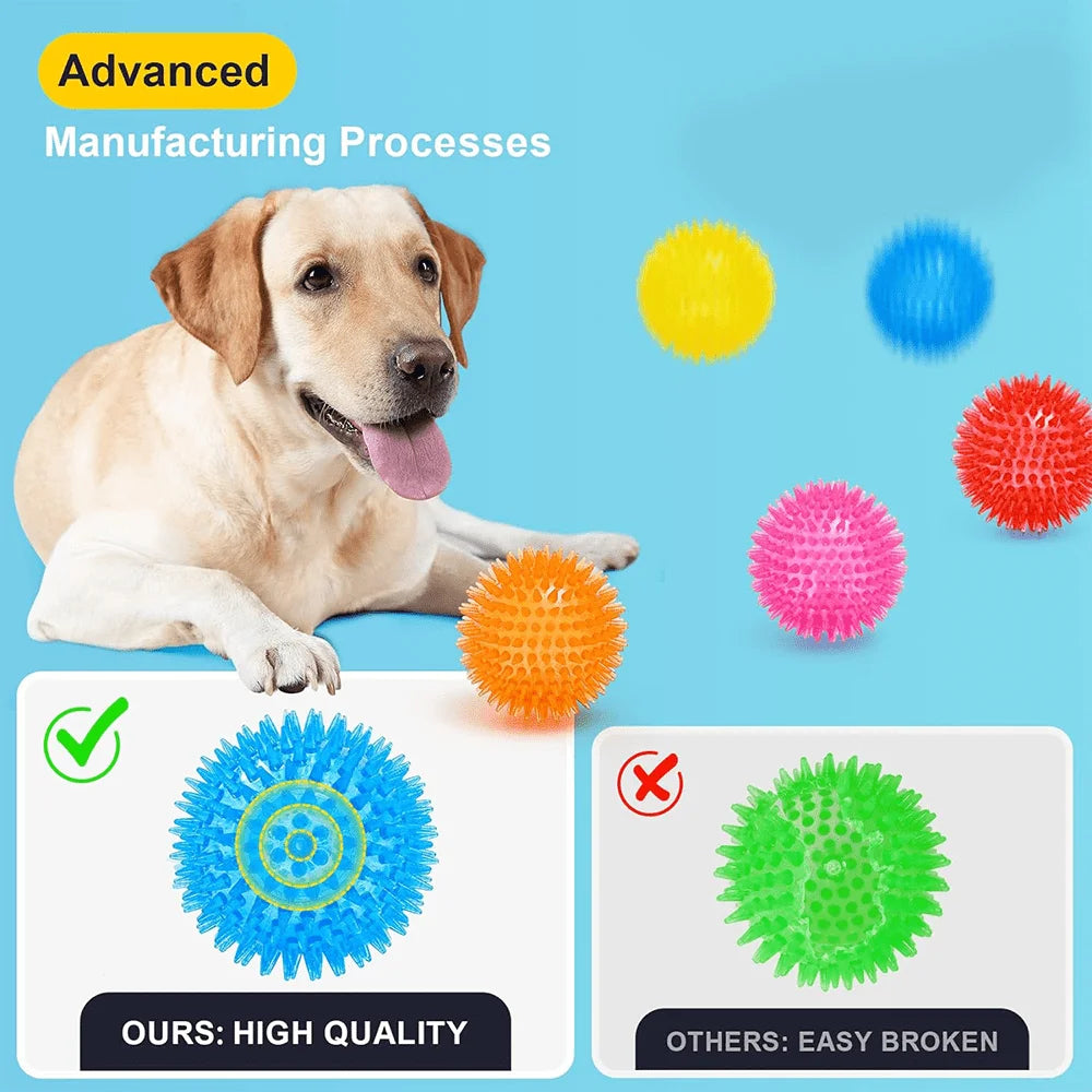 6pcs Dog Toy Balls, BPA Free Non-Toxic Plastic, Durable Spikey