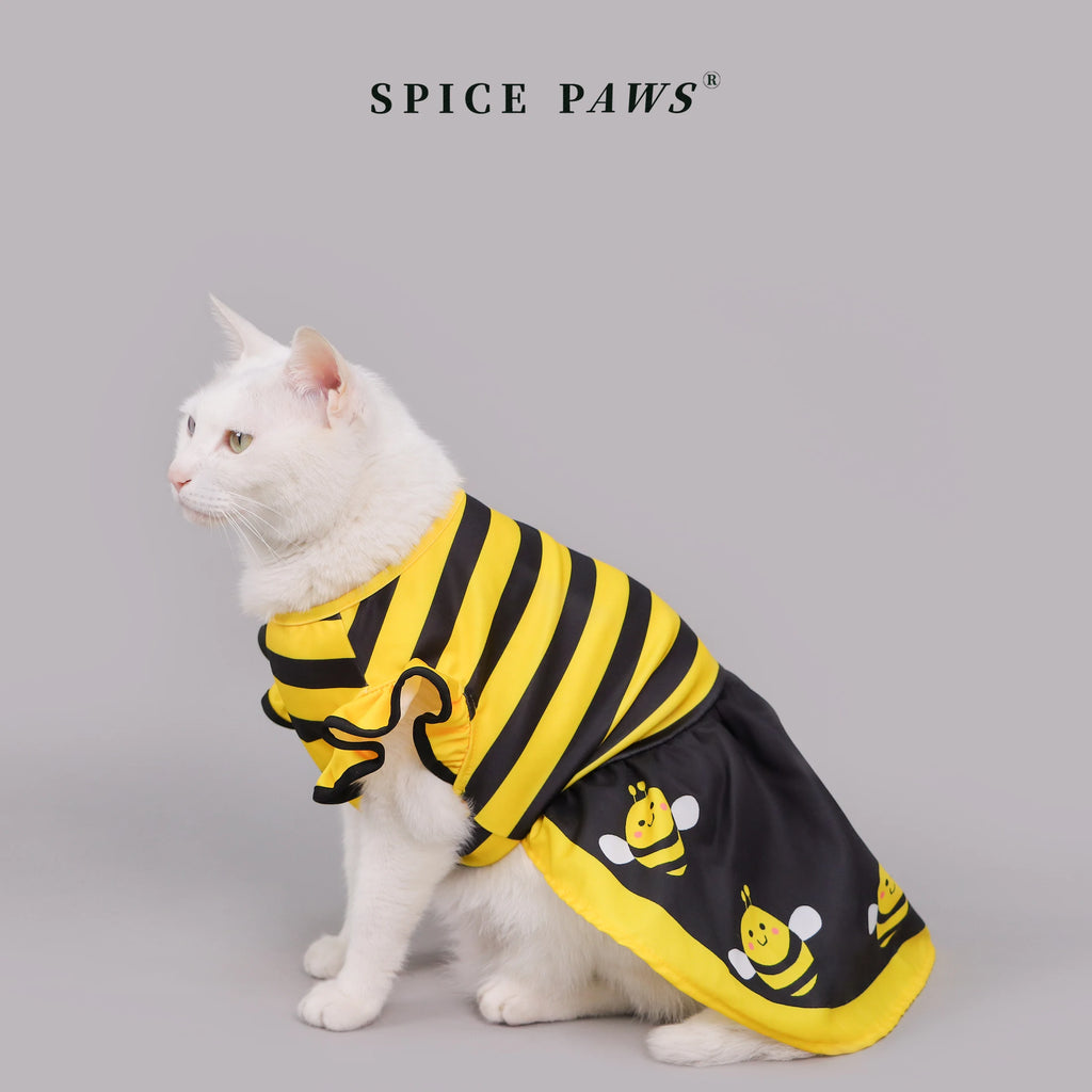 Dog Dress Cute Bee, Pet Bee Costumes, Yellow Cartoon Bumble Bee Stripes