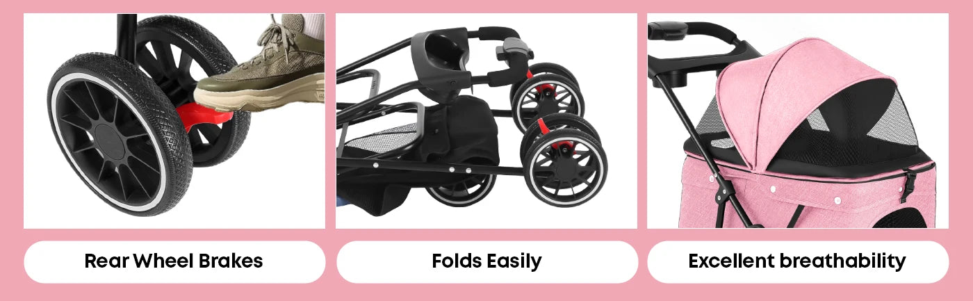 Pet Stroller For Small Puppy Dogs & Cats Travel Portable Dog Stroller