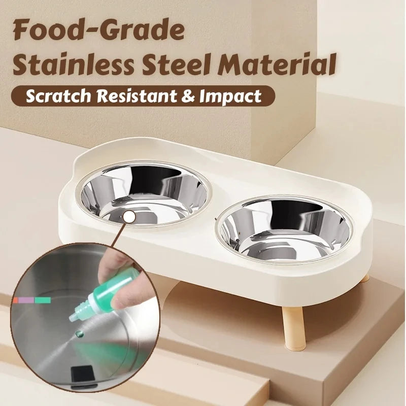 Dopamine Colorful Elevated Pet Feeder: Dual Stainless Steel Bowls