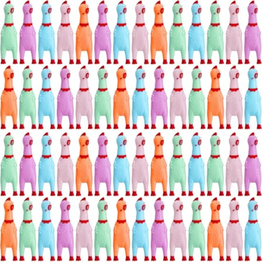 50 Pcs Rubber Chickens Squeak Screaming Chicken