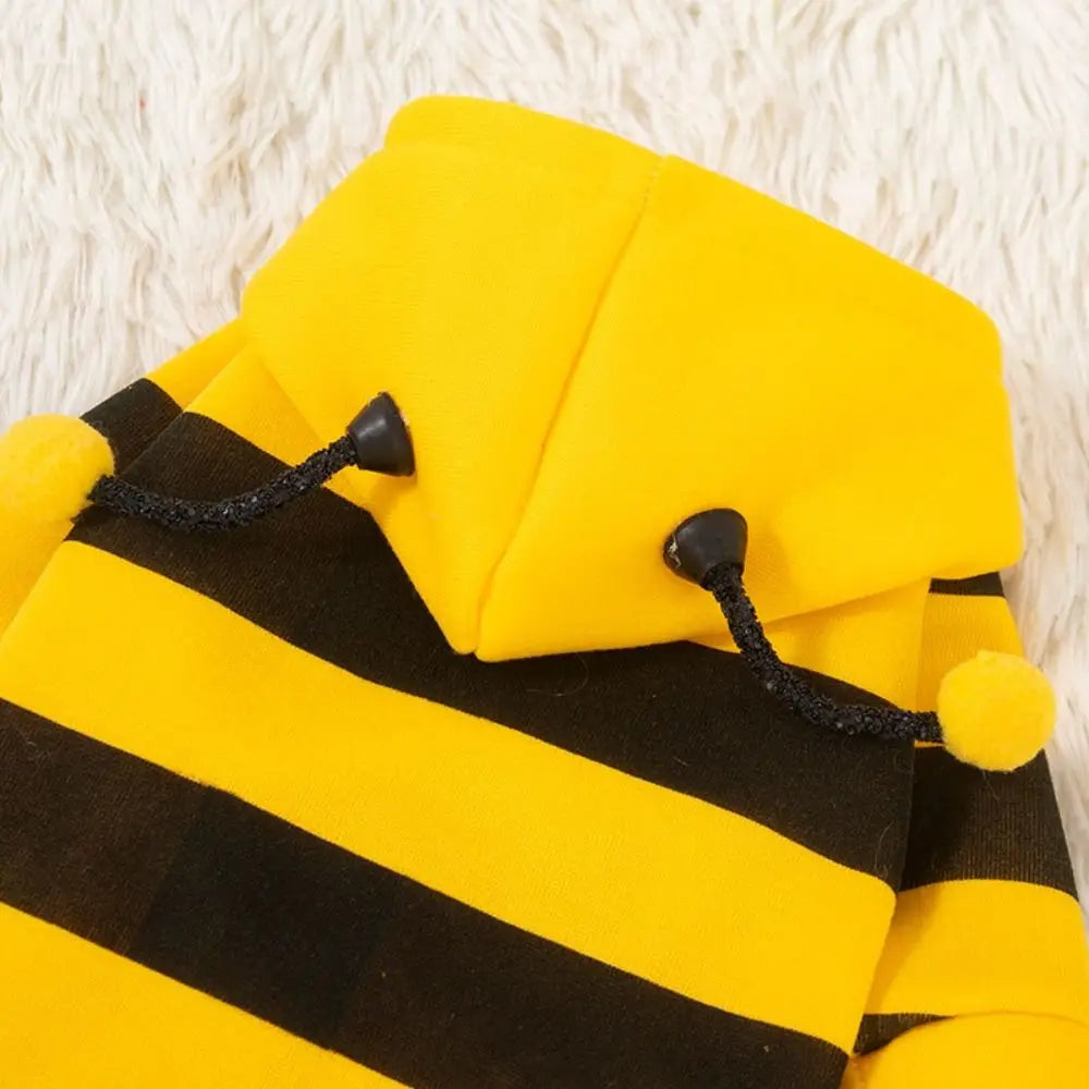 Soft Pet Bee Costume Hooded Breathable Winter Warm Bee Cosplay Costume