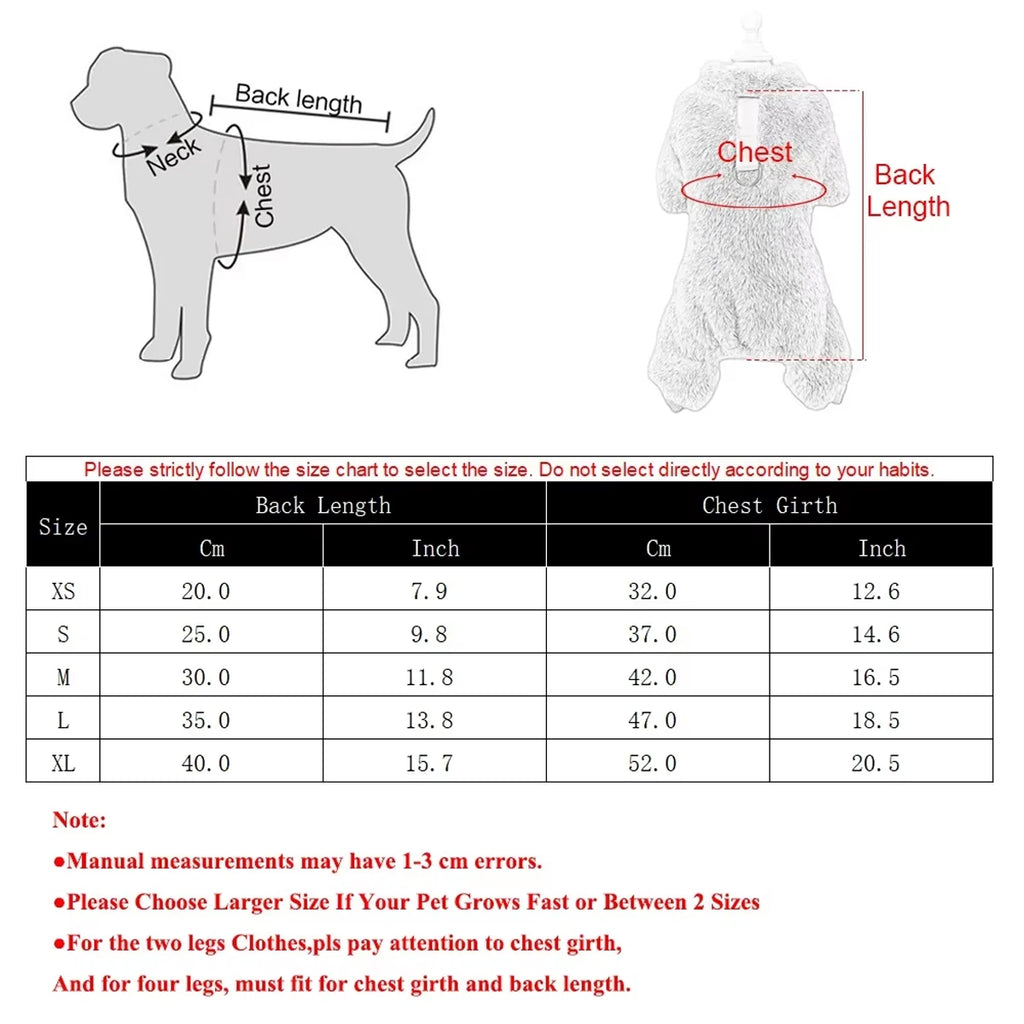 Winter Warm Pet Clothes Soft Flannel Dog Jumpsuit for Small Medium Dogs