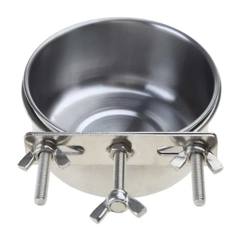 Pet Bowl Can Hang Stationary Dog Cage Bowls Stainless Steel Dog Cats Hanging Bowls Durable Puppy Kitten Feeder Water Food Bowl